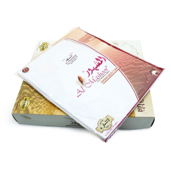 Al Mashoor Innerwear White T-Shirt Vest Faneela 100% Cotton Pack of Six صندوق من ٦ قطع    فانيلة داخلية رجالية المشهور  ١٠٠% قطن - Image 6