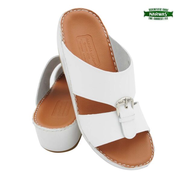 Narwas N19 2000 White Tan Gents Arabic  Sandal   نارواس 2000 صندل عربي للرجال باللون الأبيض - Image 7