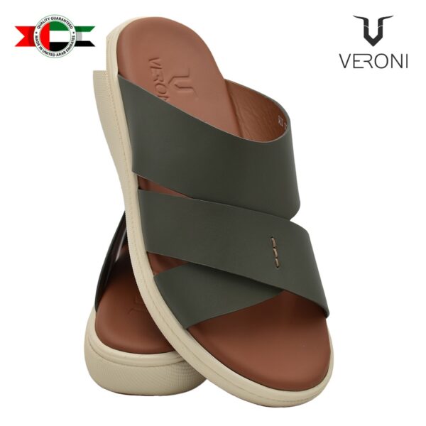 Veroni [V404] VHT-107 Olive Gents Arabic  Sandal Made In UAE فيروني [V404] VHT-107 صندل عربي رجالي زيتوني صنع في الإمارات العربية المتحدة