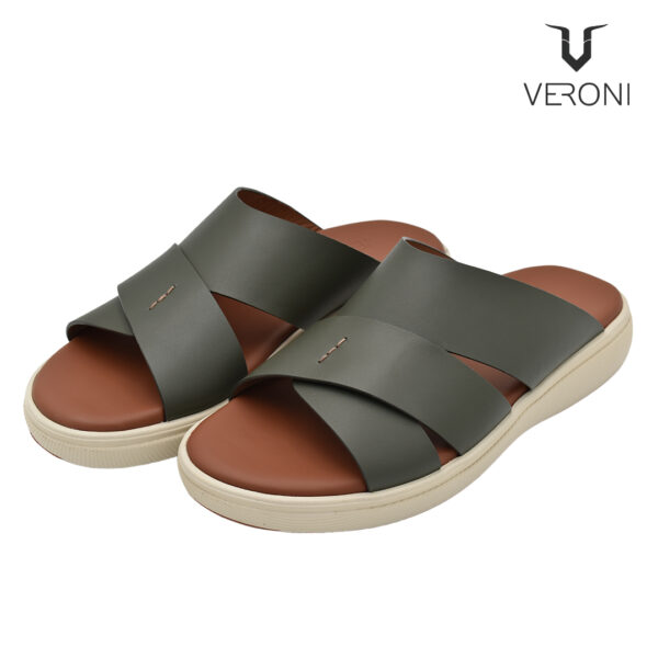 Veroni [V404] VHT-107 Olive Gents Arabic  Sandal Made In UAE فيروني [V404] VHT-107 صندل عربي رجالي زيتوني صنع في الإمارات العربية المتحدة - Image 3