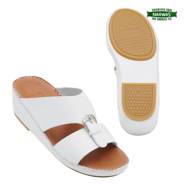 Narwas N19 2000 White Tan Gents Arabic  Sandal   نارواس 2000 صندل عربي للرجال باللون الأبيض - Image 2