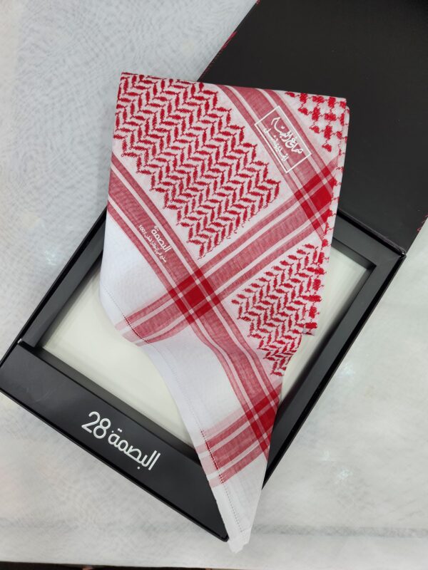 Shamag Bassam Made England Model 28 Red 100% Cotton  شماغ البسام صنع انجليزي موديل ٢٨ احمر ١٠٠% قطن - Image 4