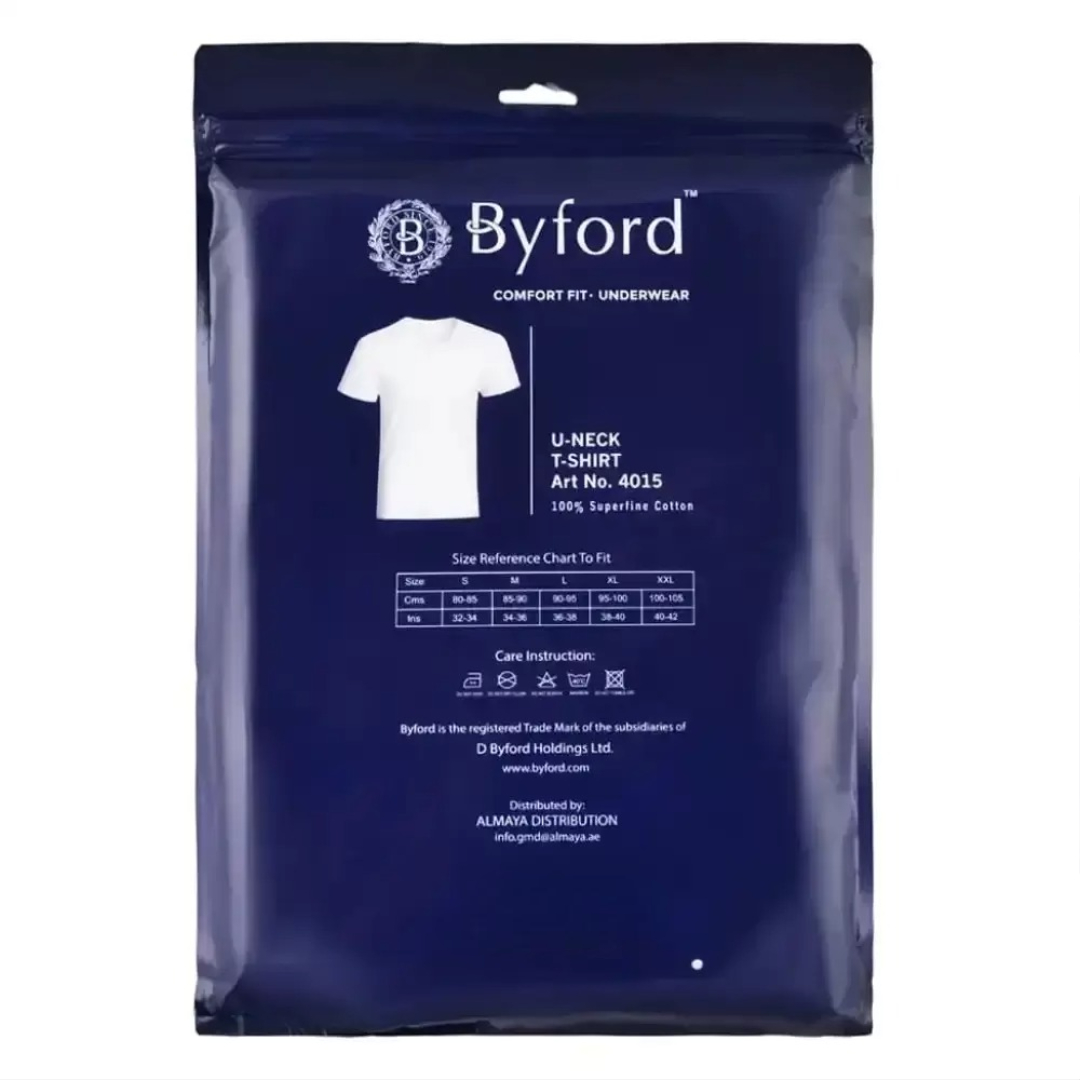 Byford Men's Under T-Shirt White 100% Cotton 6pc بايفورد فانيلة داخليه الرجالية ابيض ١٠٠% قطن - Image 7