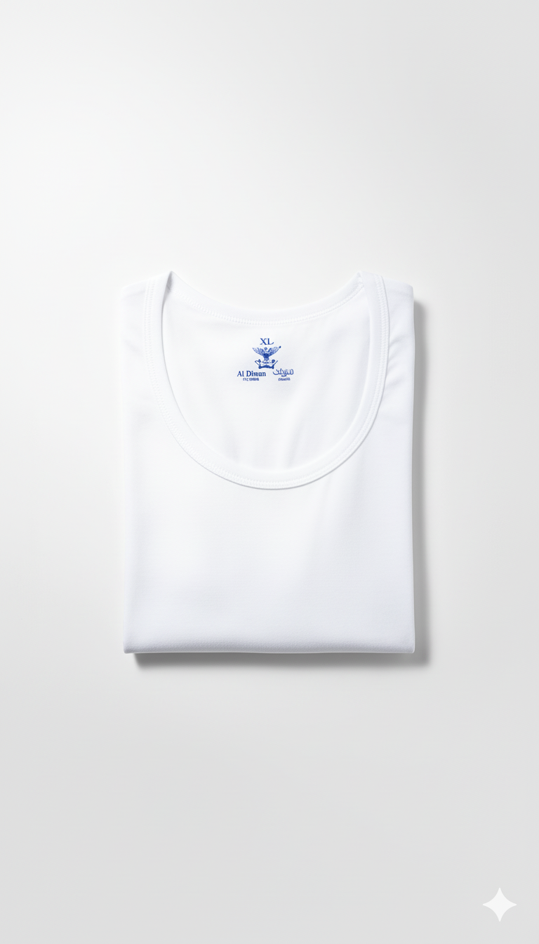 Al Diwan T Shirt Platinum 100% Cotton White Innerwear For Men - Image 6