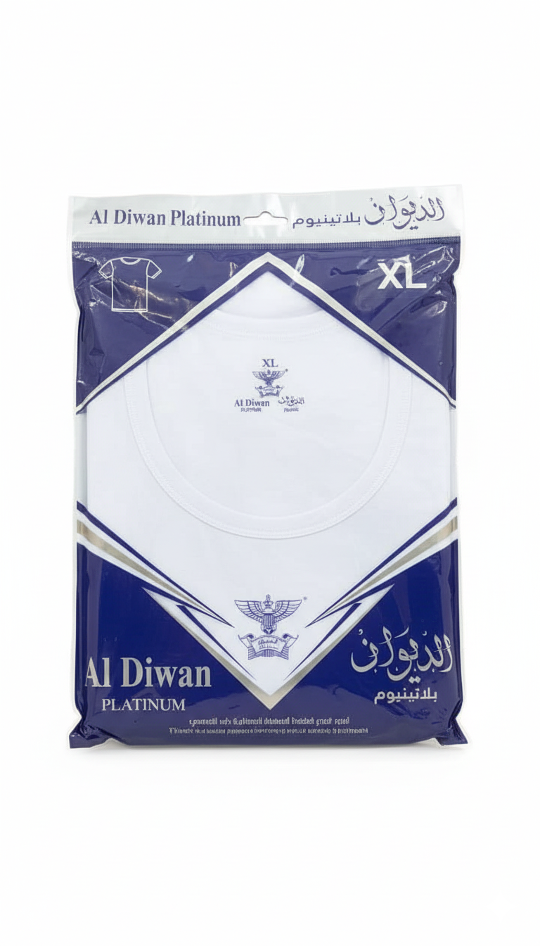Al Diwan T Shirt Platinum 100% Cotton White Innerwear For Men - Image 2