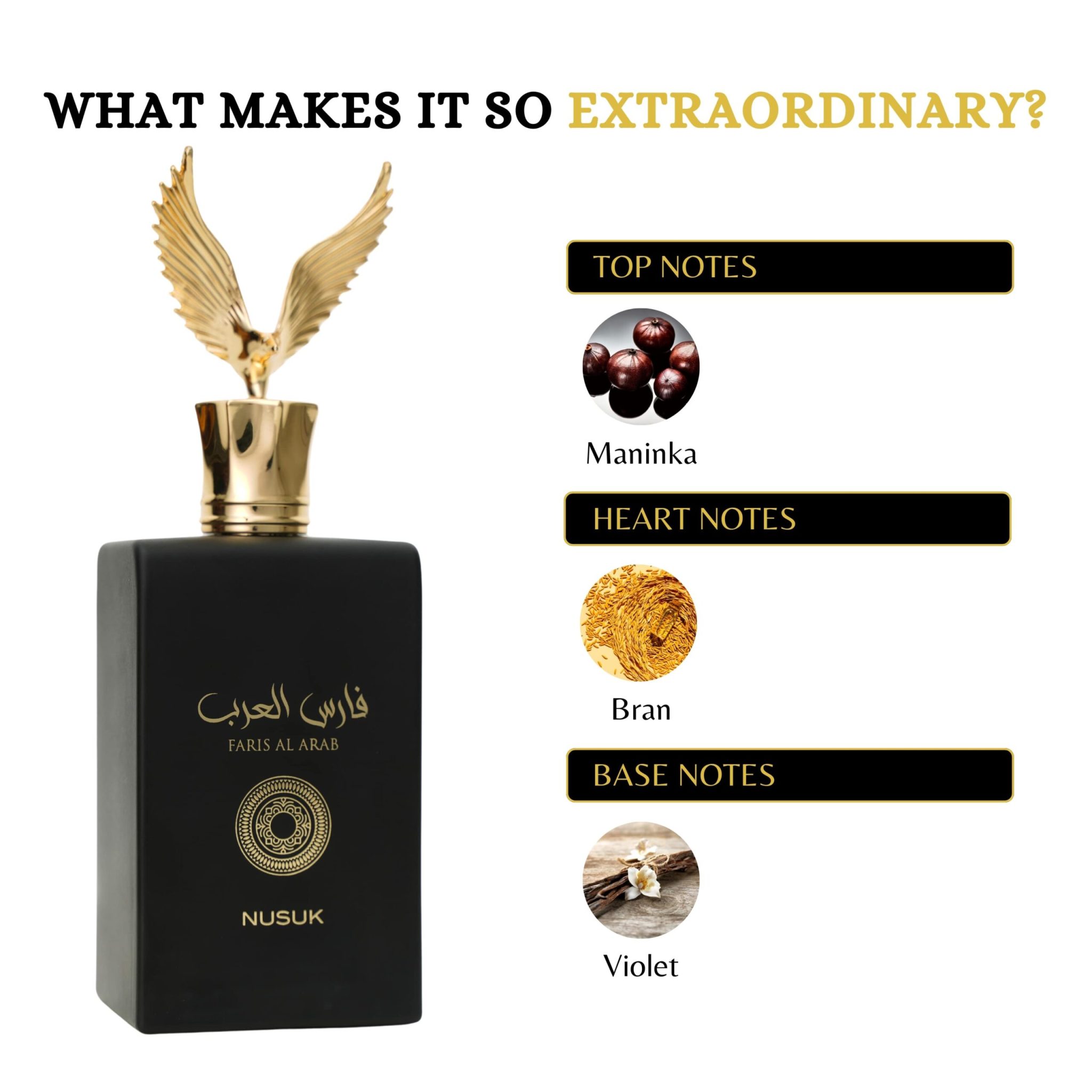 Faris Al Arab by NUSUK Premium Eau de Parfum 100ml | Luxury Arabic Fragrance for Men عطر فارس العرب من نوسك بريميوم أو دو بارفان 100 مل | عطر عربي فاخر للرجال - Image 2