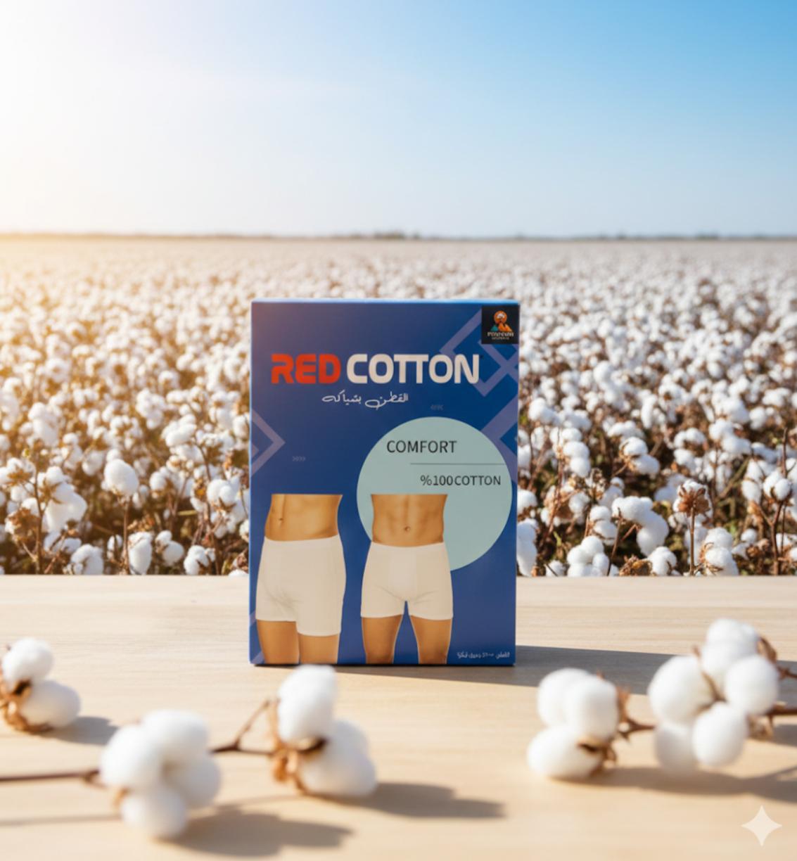 Red Cotton Men’s 100% Cotton Comfort Boxer Pack Premium Soft, Breathable Innerwear بوكسر رجالي من القطن الأحمر، مصنوع من القطن الخالص 100%، مريح، ناعم، يسمح بمرور الهواء، ملابس داخلية فاخرة