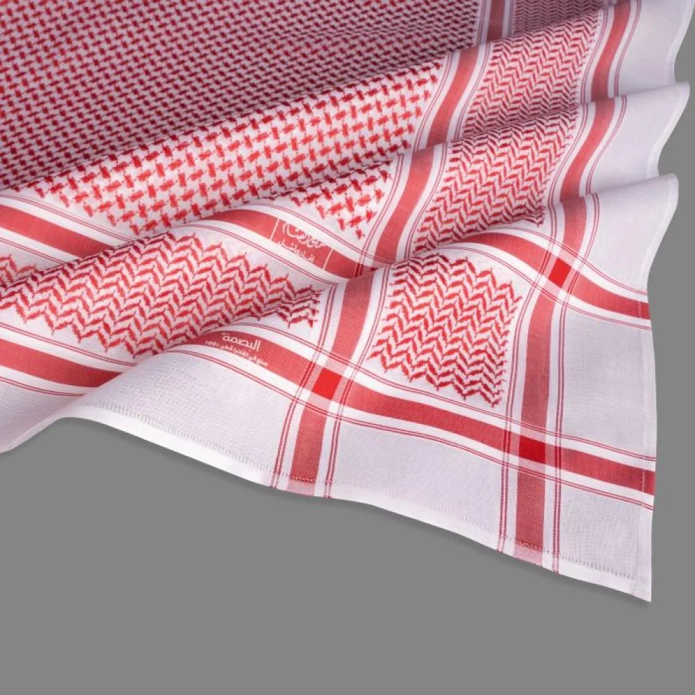 Al Bassam 29 Red Shemagh for Men – Premium Arabic Shamagh Soft Cotton Traditional Headwear Made In England شماغ البسام الأحمر للرجال - شماغ عربي فاخر من القطن الناعم، غطاء رأس تقليدي صنع في إنجلترا - Image 2