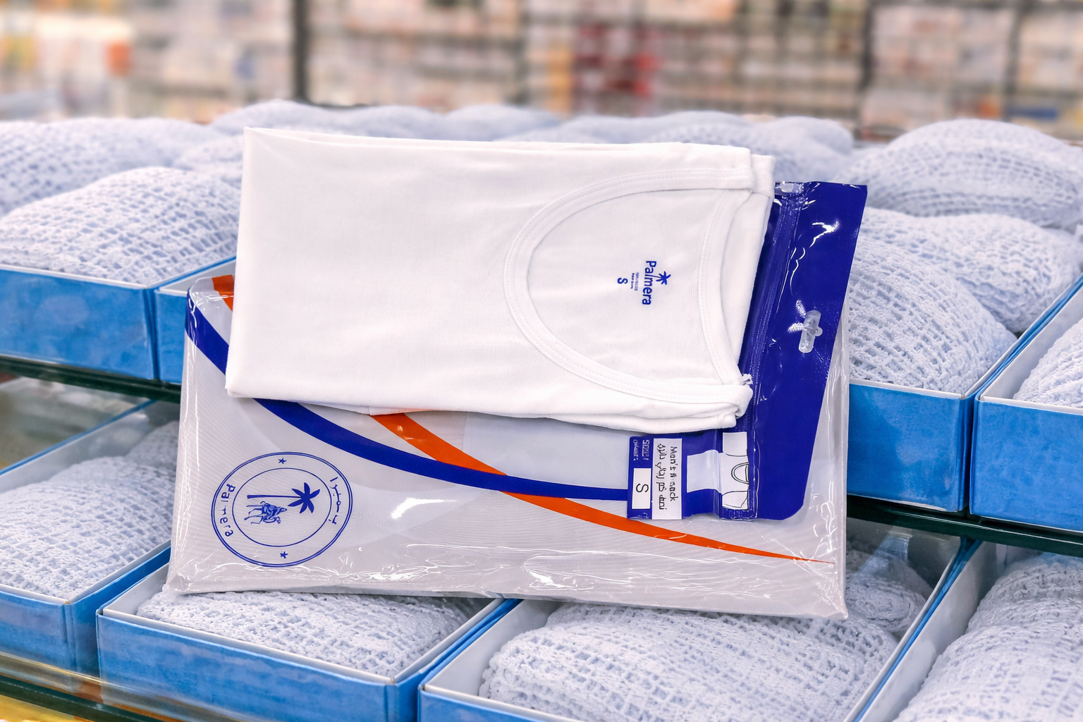 Palmera Men’s White Inner Vest Soft & Comfortable Daily Wear 100% Cotton فانيلة داخلي أبيض رجالي من بالميرا، ناعم ومريح للارتداء اليومي، مصنوع من القطن بنسبة 100 % - Image 2