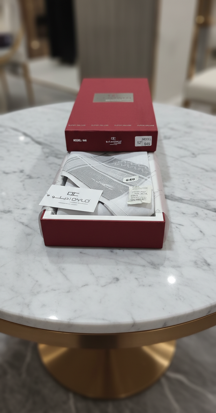 DYLO Collection Shemagh Model 649 – White Arabic Ghutra Headwear 100% Cotton Super Deluxe شماغ من مجموعة ديلو، موديل 649 - غطاء رأس أبيض عربي، قطن 100%، فاخر للغاية