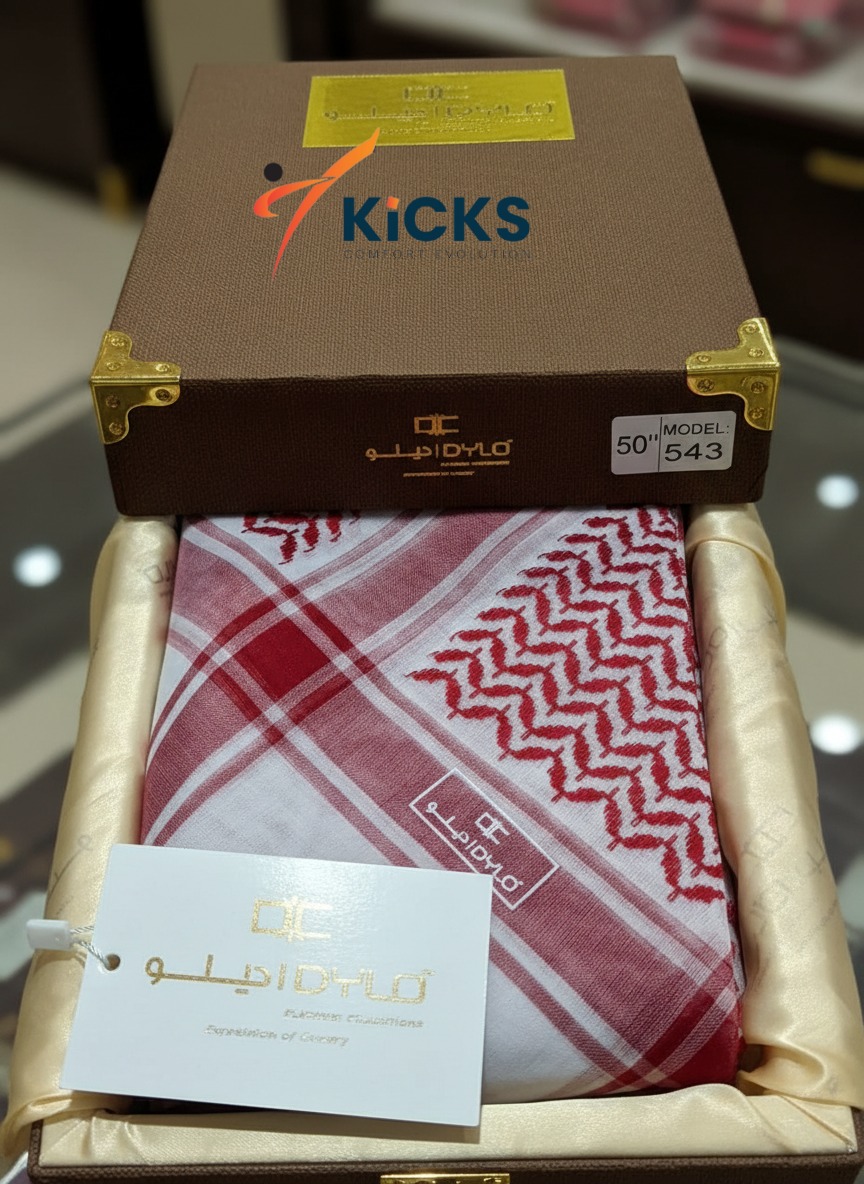 DYLO Red Traditional Shemagh Platinum Collection, Model 543 شماغ أحمر تقليدي من مجموعة دايلو البلاتينية، موديل 543 - Image 2