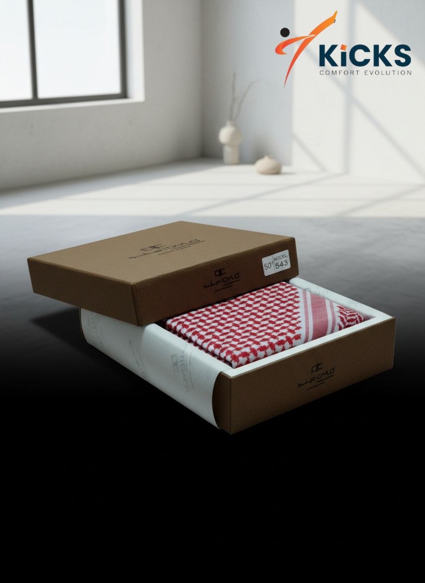 DYLO Red Traditional Shemagh Platinum Collection, Model 543 شماغ أحمر تقليدي من مجموعة دايلو البلاتينية، موديل 543