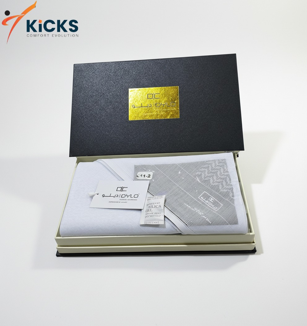 DYLO Collection Shemagh Model 611-2 White Arabic Ghutra Headwear 100% Cotton مجموعة ديلو، شماغ موديل 611-2، غطاء رأس أبيض عربي، قطن 100%