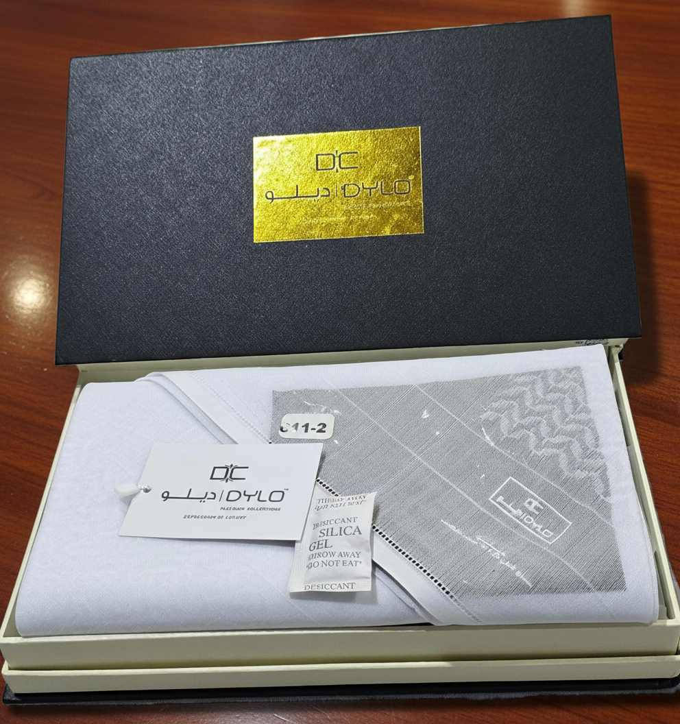 DYLO Collection Shemagh Model 611-2 White Arabic Ghutra Headwear 100% Cotton مجموعة ديلو، شماغ موديل 611-2، غطاء رأس أبيض عربي، قطن 100% - Image 5