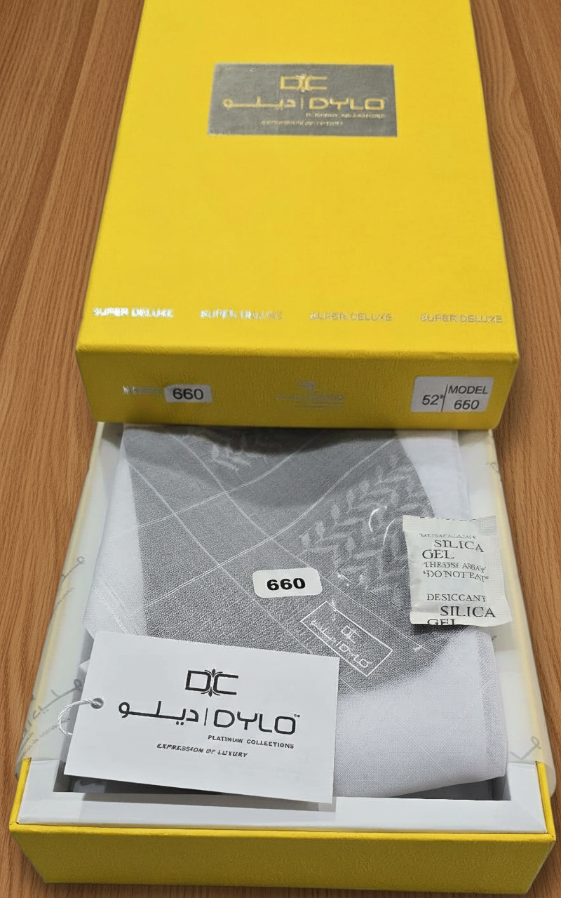 DYLO Collection Shemagh Model 660 – White Arabic Ghutra | 100% Cotton Super Deluxe شماغ من مجموعة ديلو، موديل 660 - غترة عربية بيضاء | قطن فاخر 100% - Image 3
