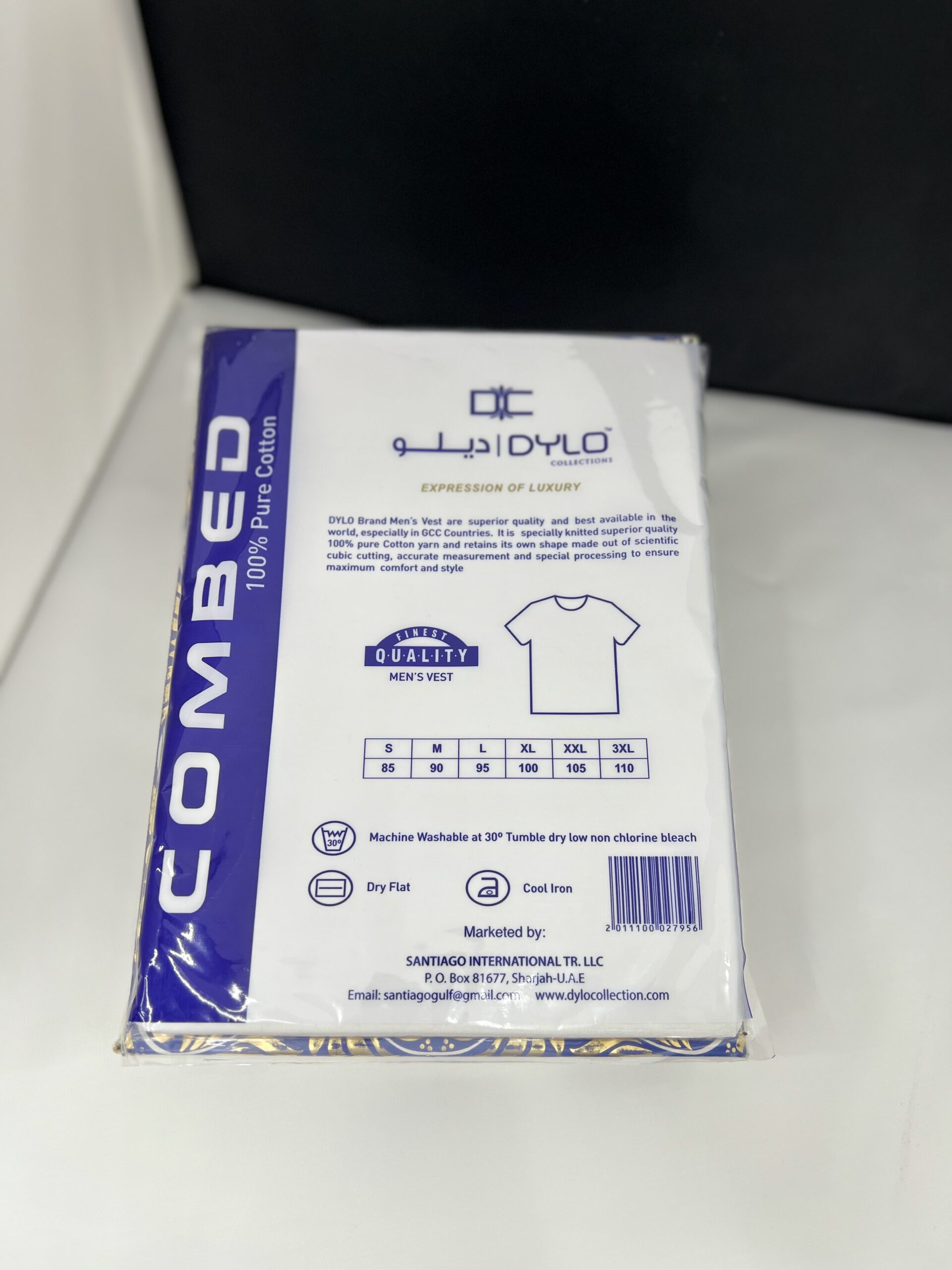 T Shirt/Vest Dylo 100% Indian Cotton 6pc Box . تي شرت/فانيلة ماركة ديلو١٠٠% قطن ٦قطع - Image 2