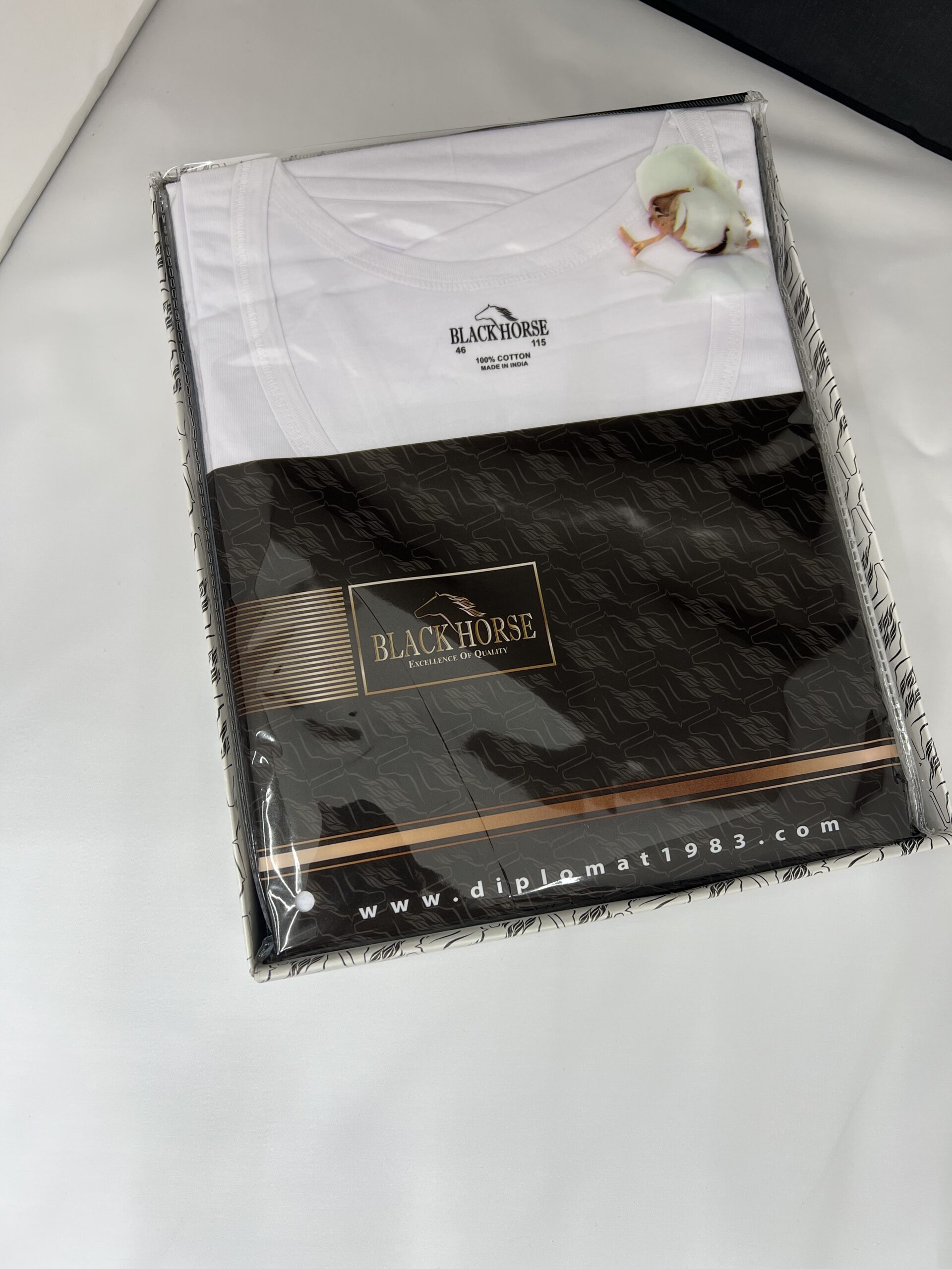 Black Horse T-Shirt Vest Faneela Undershirt 100% Cotton فانيلة داخلية رجالية بلاك هورس 100% قطن